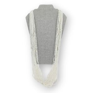 Multistrand Beaded Torsade Necklace Off-White Seed Bead Extra Long 19 Strand 39"